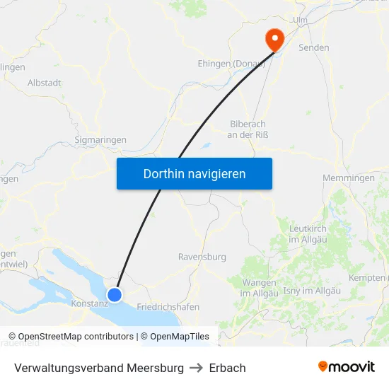 Verwaltungsverband Meersburg to Erbach map