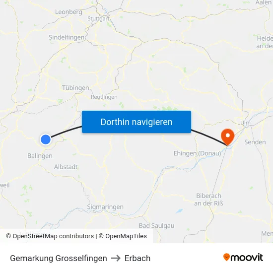 Gemarkung Grosselfingen to Erbach map