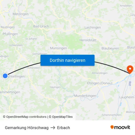 Gemarkung Hörschwag to Erbach map