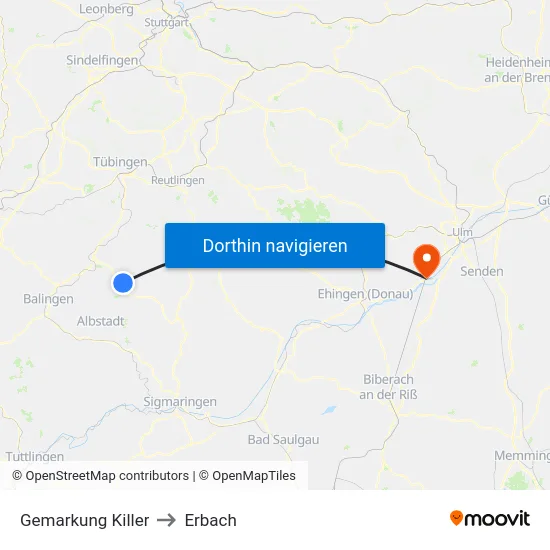 Gemarkung Killer to Erbach map