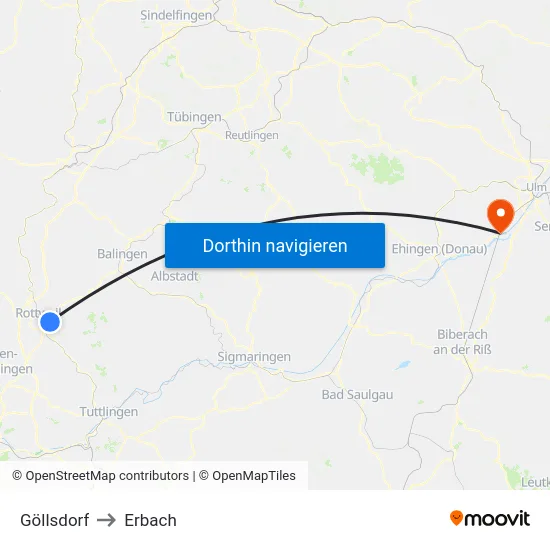 Göllsdorf to Erbach map