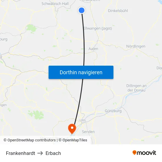 Frankenhardt to Erbach map