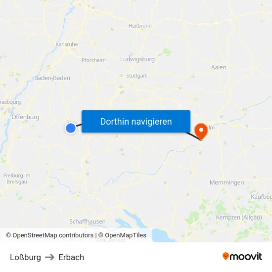 Loßburg to Erbach map