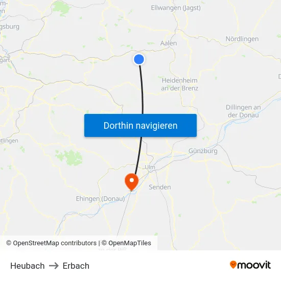 Heubach to Erbach map