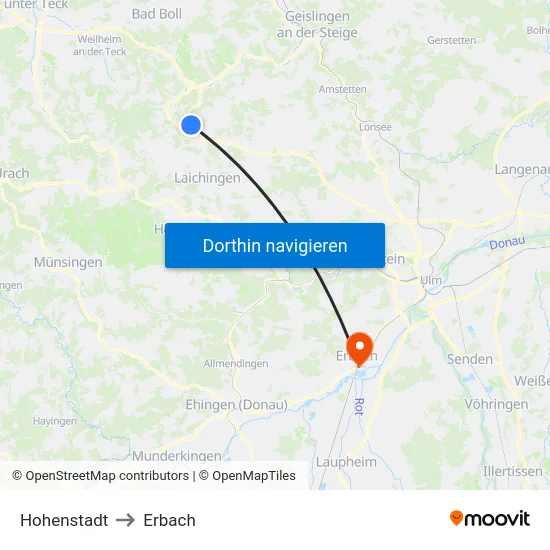 Hohenstadt to Erbach map