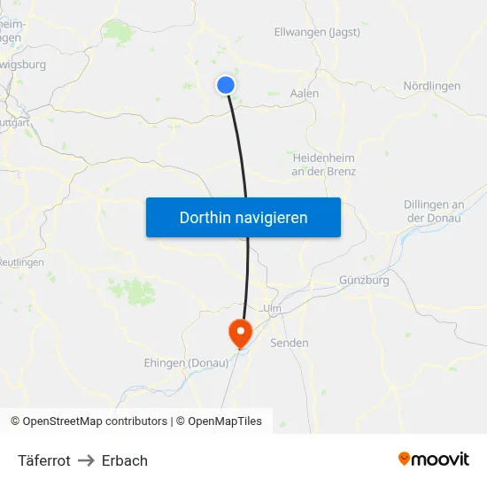 Täferrot to Erbach map