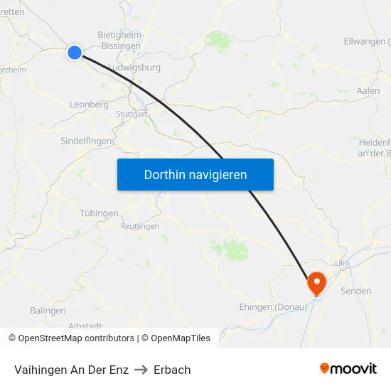 Vaihingen An Der Enz to Erbach map