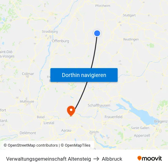 Verwaltungsgemeinschaft Altensteig to Albbruck map