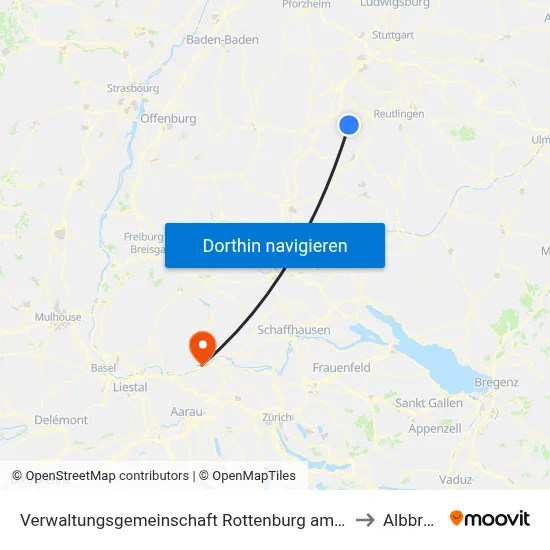 Verwaltungsgemeinschaft Rottenburg am Neckar to Albbruck map