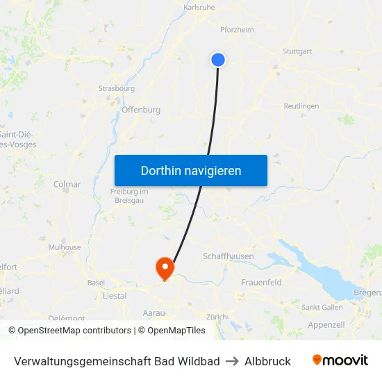 Verwaltungsgemeinschaft Bad Wildbad to Albbruck map