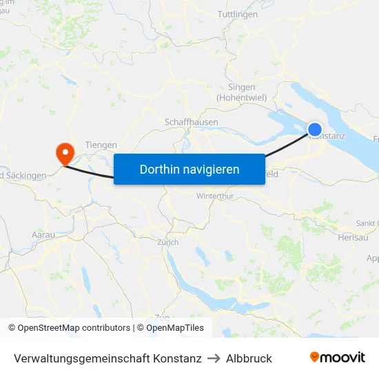 Verwaltungsgemeinschaft Konstanz to Albbruck map