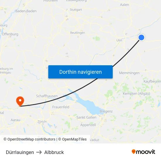 Dürrlauingen to Albbruck map