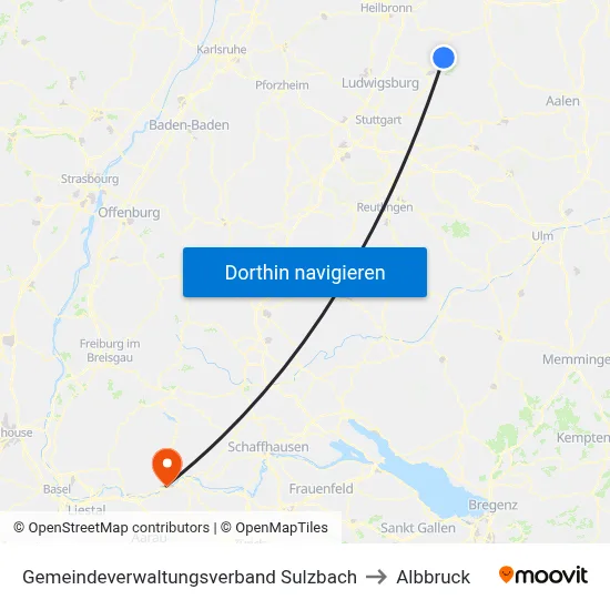 Gemeindeverwaltungsverband Sulzbach to Albbruck map