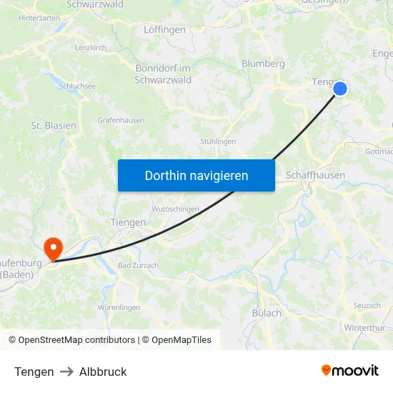 Tengen to Albbruck map