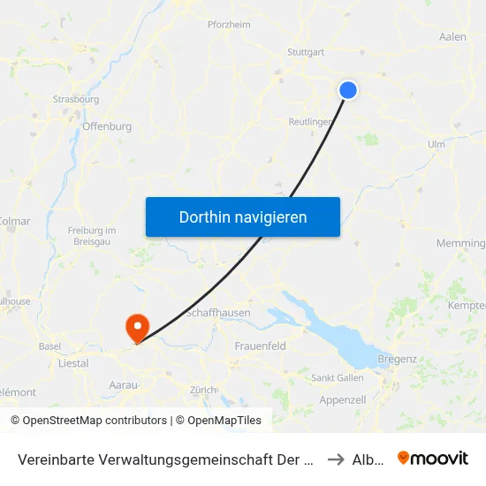 Vereinbarte Verwaltungsgemeinschaft Der Stadt Kirchheim Unter Teck to Albbruck map