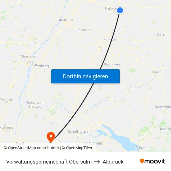 Verwaltungsgemeinschaft Obersulm to Albbruck map