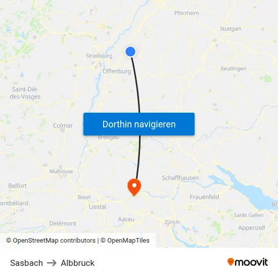 Sasbach to Albbruck map