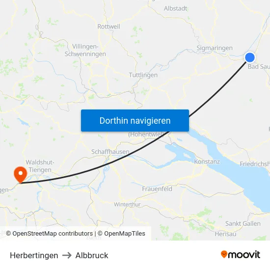 Herbertingen to Albbruck map