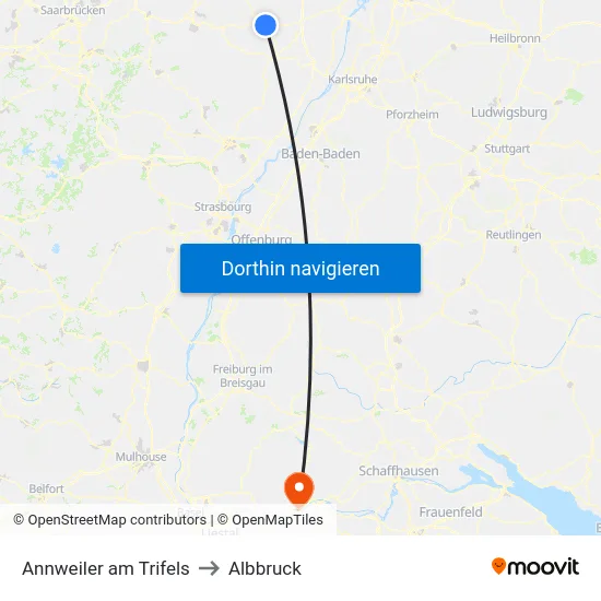 Annweiler am Trifels to Albbruck map
