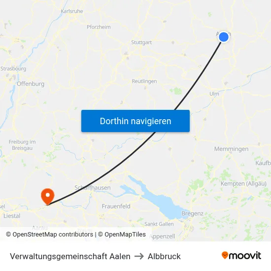 Verwaltungsgemeinschaft Aalen to Albbruck map