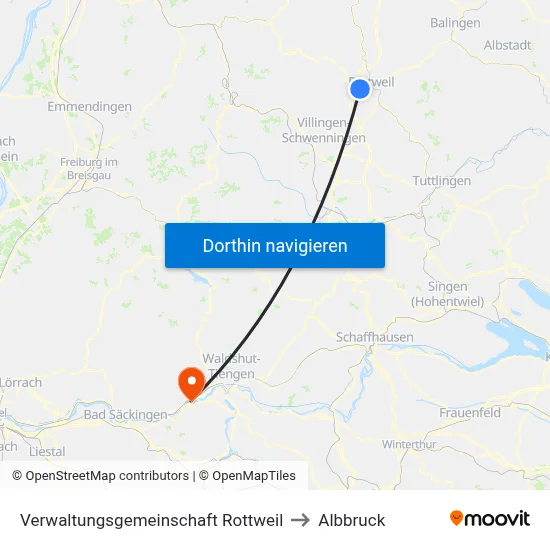 Verwaltungsgemeinschaft Rottweil to Albbruck map