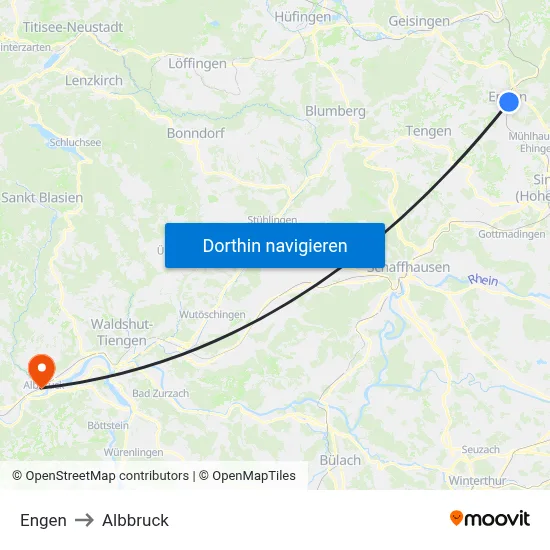 Engen to Albbruck map