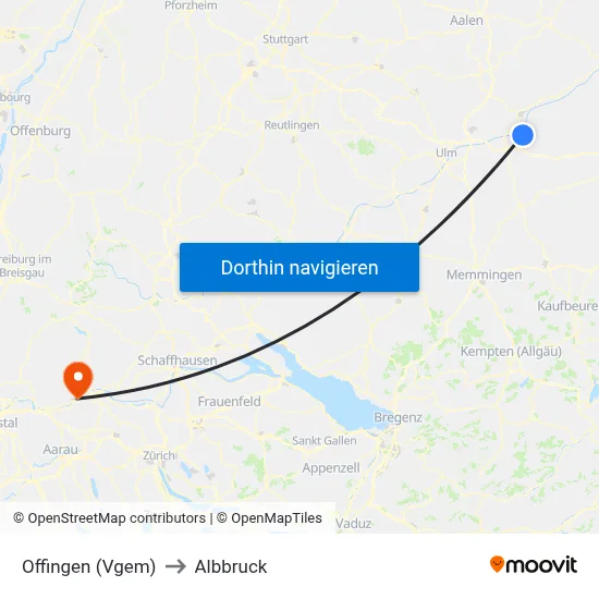 Offingen (Vgem) to Albbruck map