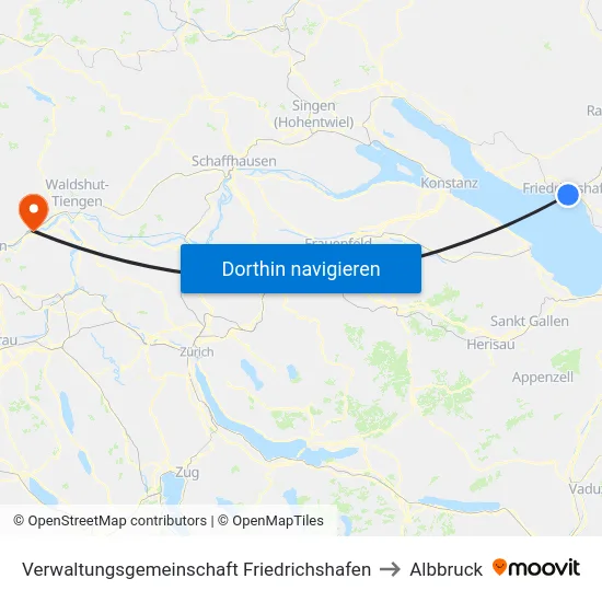 Verwaltungsgemeinschaft Friedrichshafen to Albbruck map