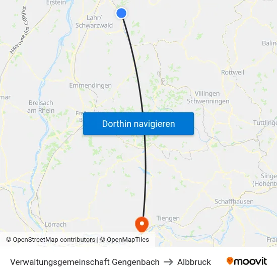 Verwaltungsgemeinschaft Gengenbach to Albbruck map