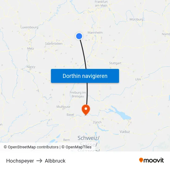 Hochspeyer to Albbruck map
