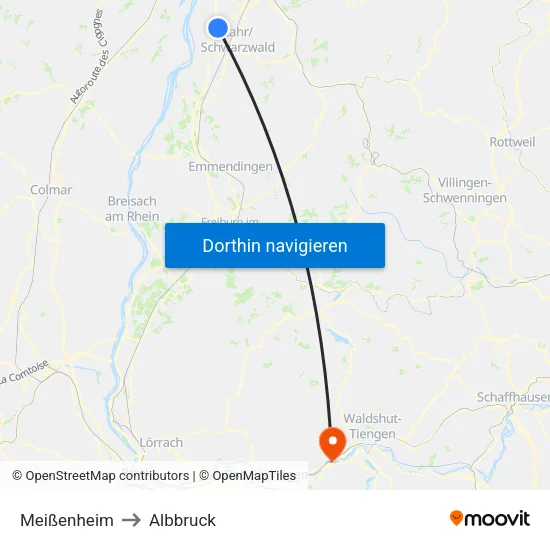 Meißenheim to Albbruck map