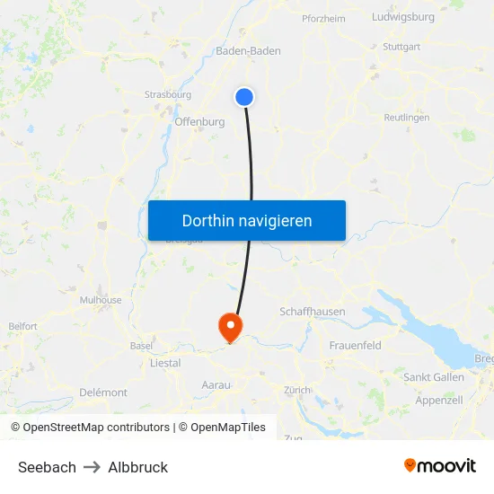 Seebach to Albbruck map