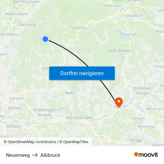 Neuenweg to Albbruck map