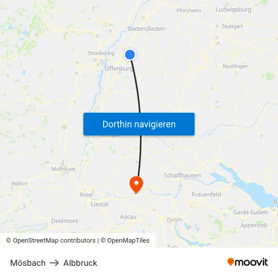 Mösbach to Albbruck map