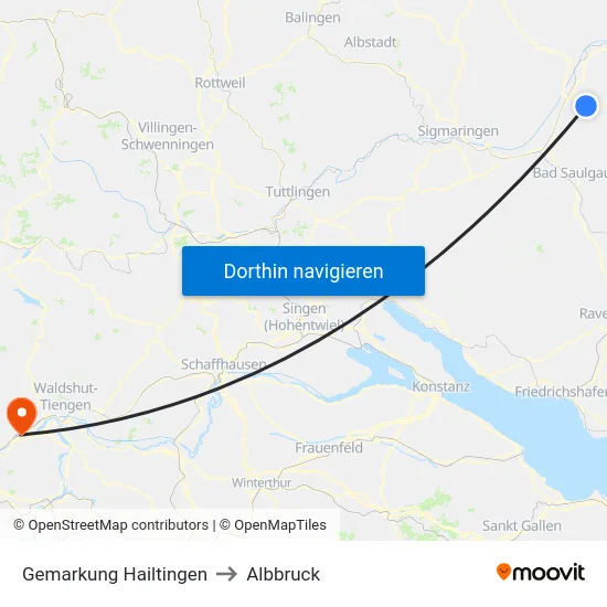 Gemarkung Hailtingen to Albbruck map