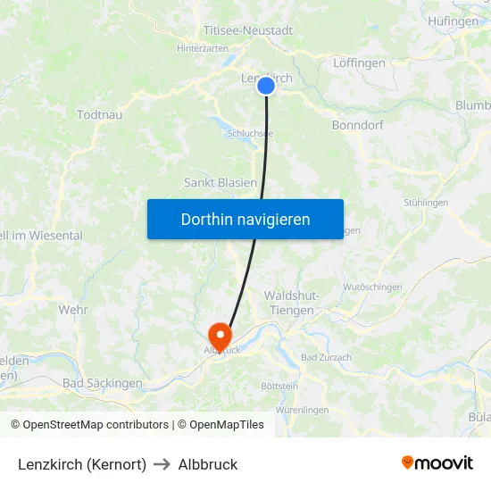 Lenzkirch (Kernort) to Albbruck map
