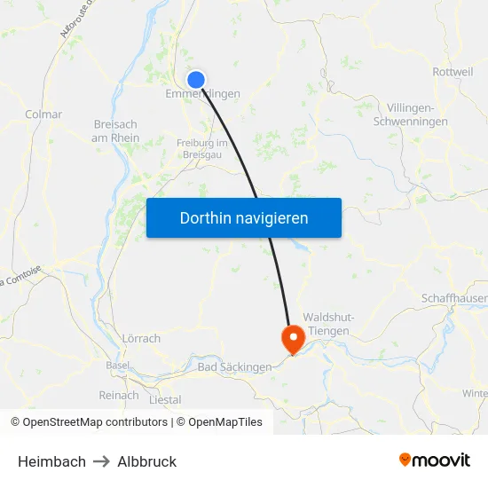 Heimbach to Albbruck map