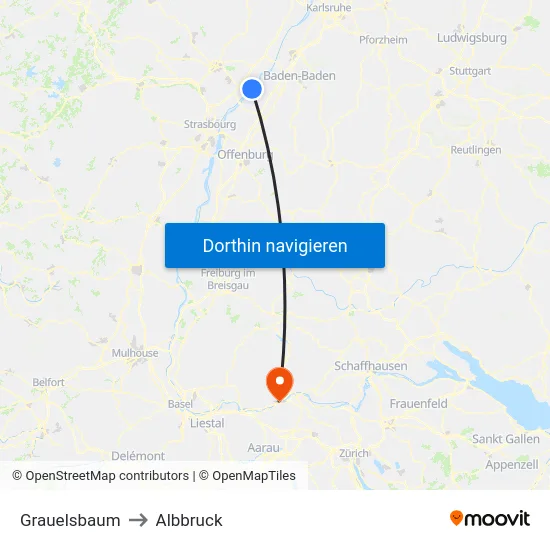 Grauelsbaum to Albbruck map