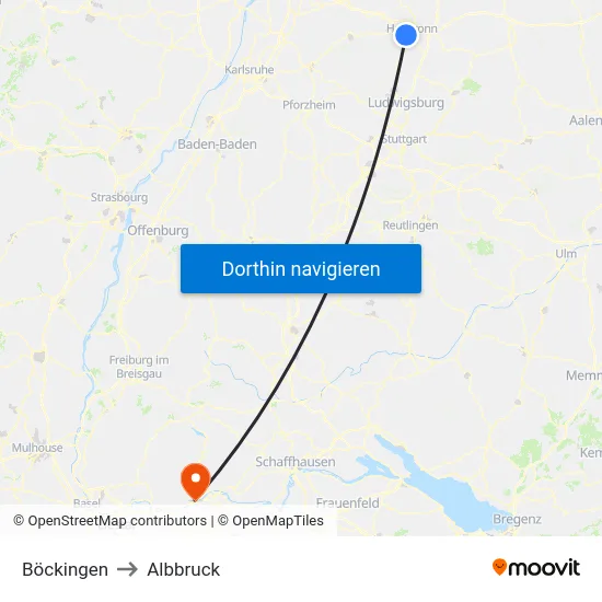 Böckingen to Albbruck map