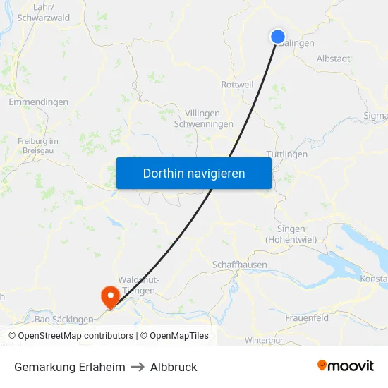 Gemarkung Erlaheim to Albbruck map