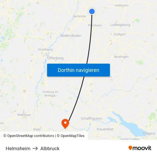 Helmsheim to Albbruck map