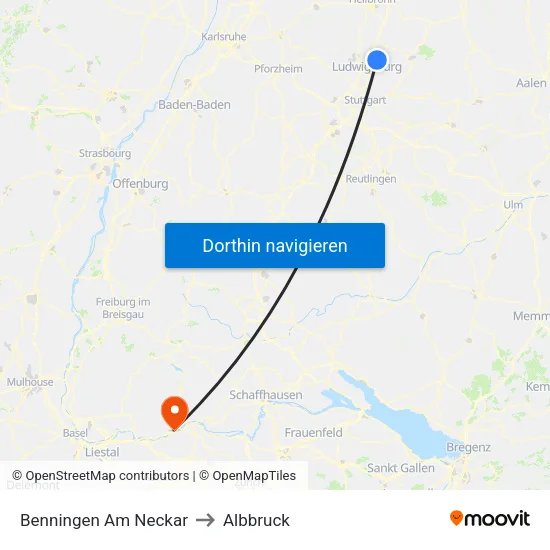 Benningen Am Neckar to Albbruck map
