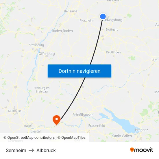 Sersheim to Albbruck map