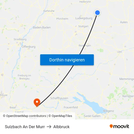 Sulzbach An Der Murr to Albbruck map