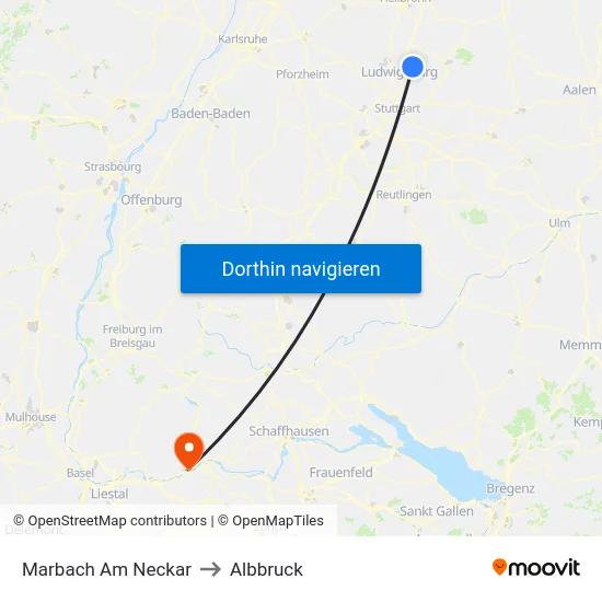 Marbach Am Neckar to Albbruck map