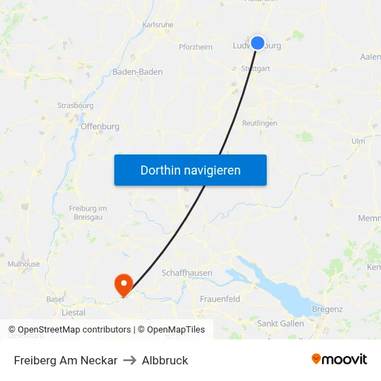 Freiberg Am Neckar to Albbruck map
