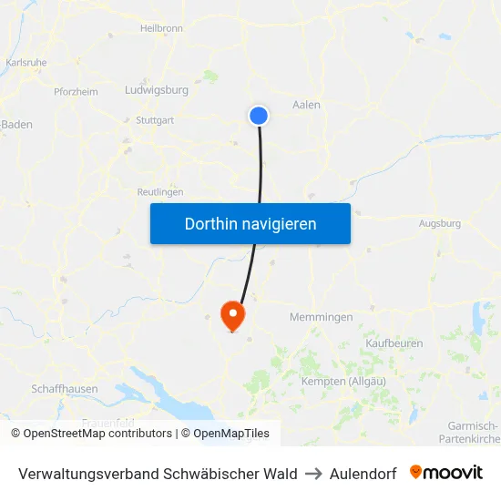Verwaltungsverband Schwäbischer Wald to Aulendorf map