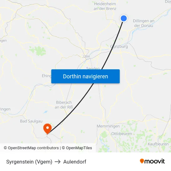 Syrgenstein (Vgem) to Aulendorf map