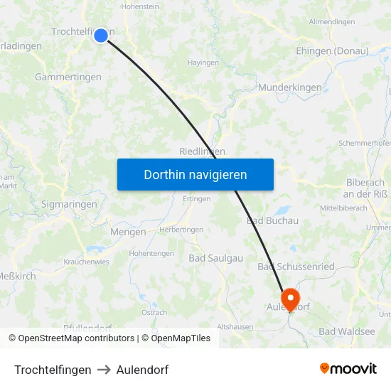 Trochtelfingen to Aulendorf map