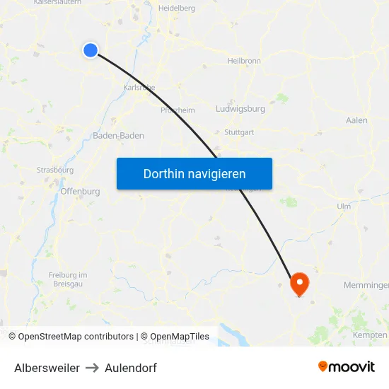 Albersweiler to Aulendorf map